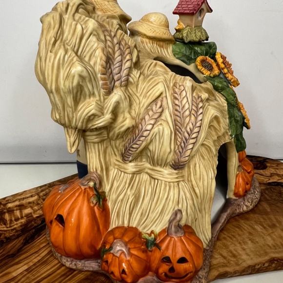 Scarecrow Family PartyLite Vintage Candle Holder Pumpkins Halloween Fall -EUC - Picture 5 of 16